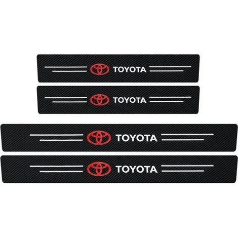 (4 pièces Toyota) Protections de seuil de porte pour voiture, bandes adhésives en fibre de carbone, compatibles avec Toyota Rav4, Yaris, Prius, Avensis, Corolla et Camry. (1/4)