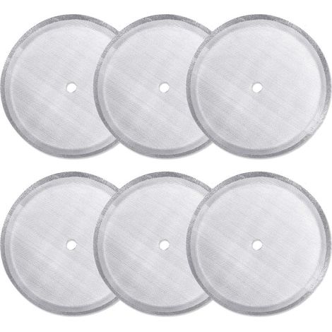 Pack of 6 replacement filters for French press coffee makers, reusable stainless steel mesh filters for universal 1000 ml/34 oz/8 cup French press coffee makers (1/5)