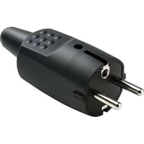 WEBMATEL Clavija Schuko Macho 4,8mm TT 16A 250V PVC Goma Negro