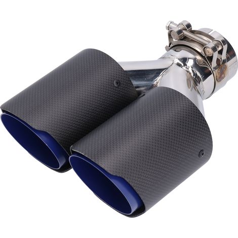 Embout d'échappement double universel Y en fibre de carbone mat et acier inoxydable, tube d'échappement de queue, finition mate, pour voiture (1/5)