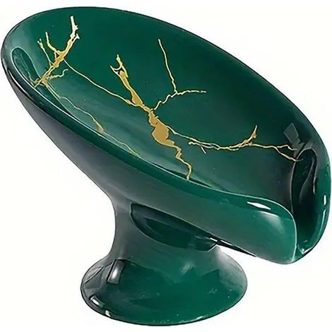 Porte-savon en céramique légère et luxueuse, avec égouttoir, boîte de rangement pour savon domestique verte (1/5)