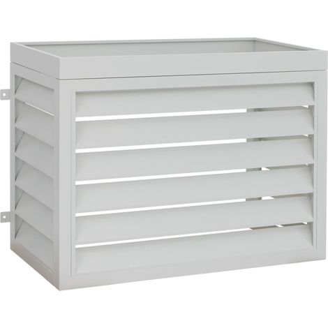 Verkleidung für Klimaanlage/Wärmetauscher HHG-567 mit Pflanzkasten, Abdeckung, Metall 77x104x50cm grau-weiß