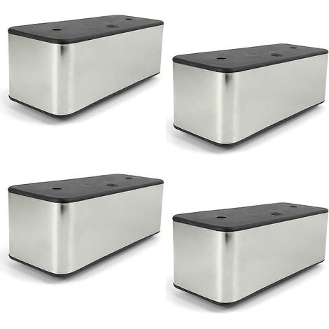 Verstellbare Schrankbeine, 4er-Pack, Möbelbeine aus Metall, minimalistisch, Couchtischfüße, Ersatz für TV-Schrankfüße, Sofafüße, Schrankfüße, Hockerfüße, Kunststoff + St-Rechteck-Silber
