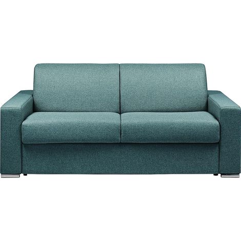 Divano letto 3 posti ribalta Letto 140cm Materasso 16cm Memory foam - Tessuto Blu - CALITO