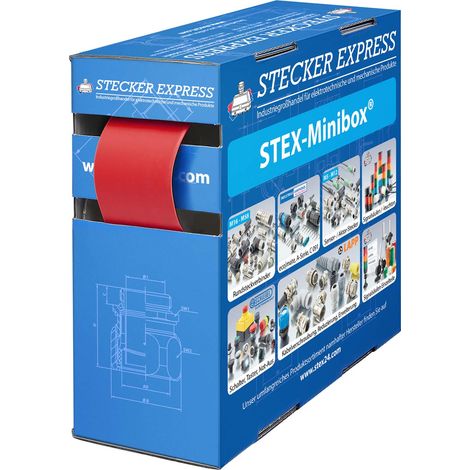 STEX24 Schrumpfschlauch 3:1, Minibox mit 1,4m, rot 24,0/8,0mm, 1 Zoll, WSB3 Schrumpftemperatur mind. 70°C, vollständig bei mind. 100°C - 1 Stück (1/2)