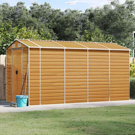 Abri de jardin-Remise Cabane pour outils marron clair 191x385x198 cm acier galvanisé (1/5)