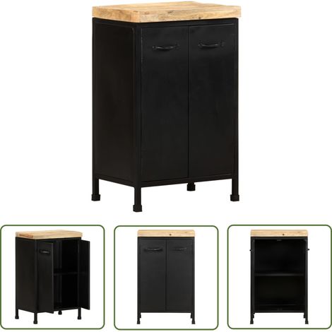 Buffet - Armoire de rangement Enfilade 47x35x76 cm Bois de manguier brut BV110530 - BonneVie (1/5)