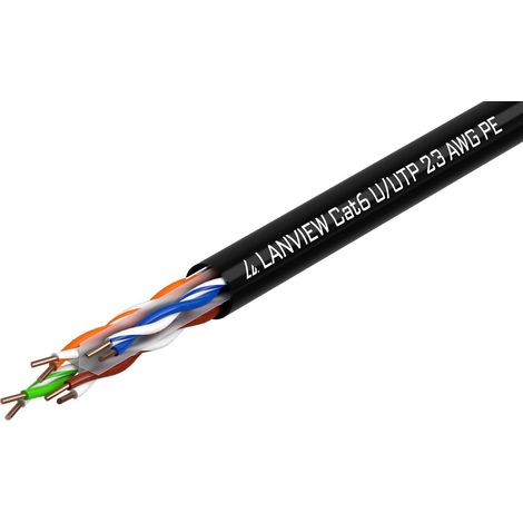 Cavo di rete per esterni Lanview Cat6 U-UTP 4x2xAWG23 PE, nero, 305 m, LVN122151