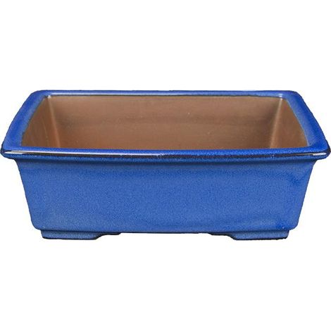 Vaso per bonsai rettangolare in gres smaltato blu 18x14x5,5 cm - ZX105 (1/2)