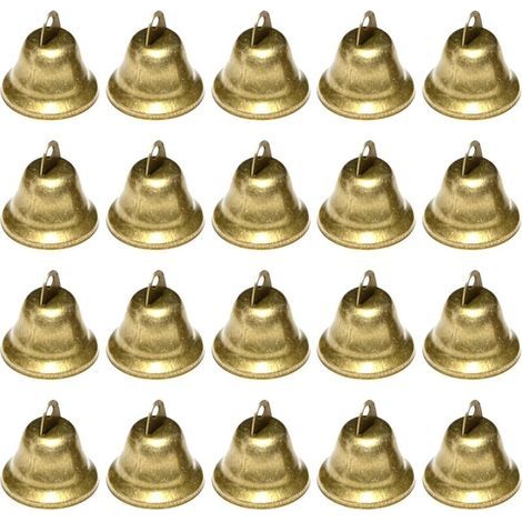 pair 20 Pièces Petites Clochettes(Bronze antique), Vintage Petite Cloche pour décorations de Festival de Mariage, Cloche de noël pour Les sapins de Noël, Grelots en Métal pour Porte Clé Clochette, Bri