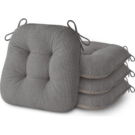 Lot de 4 coussins d'assise pour chaises de salle à manger, cuisine et salle à manger, meubles de cuisine et de salle à manger, 43 x 40 x 8 cm, gris (1/5)