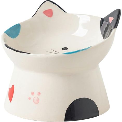 Ceramic high Legged pet cat Bowl with Oblique Mouth Protection for Cervical vertebrae, cat and Dog Rice Bowl-Style 9