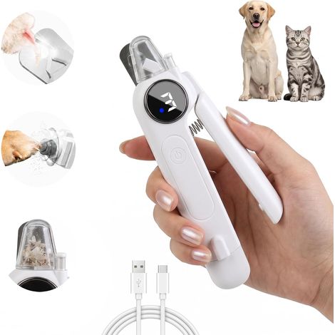 2-in-1 Coupe Griffes pour Chien et Coupe Ongle Chat avec Lumière LED, Lime à Ongles Électrique pour Chat (1/5)