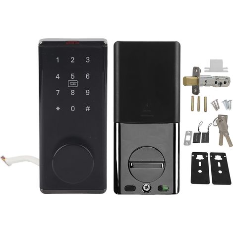 Serrure connectée sans fil Bluetooth à empreinte digitale et code, pêne dormant en alliage de zinc noir pour porte d'entrée (1/5)
