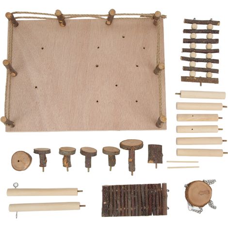 Système d'escalade en bois naturel pour Hamster, ensemble d'aire de jeux en bois pour petits animaux de compagnie (1/5)