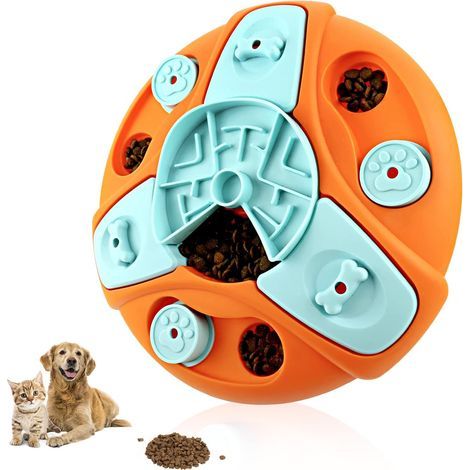 Juguetes de rompecabezas para perros, juguetes interactivos para perros, comida para perros, rompecabezas de entrenamiento de coeficiente intelectual, juguetes de alimentación lenta para perros y gato (1/5)