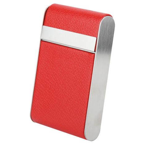 HOXILEELEO - Étui à cigarettes pour femme en acier inoxydable, pouvant contenir 20 cigarettes (rouge). (1/5)