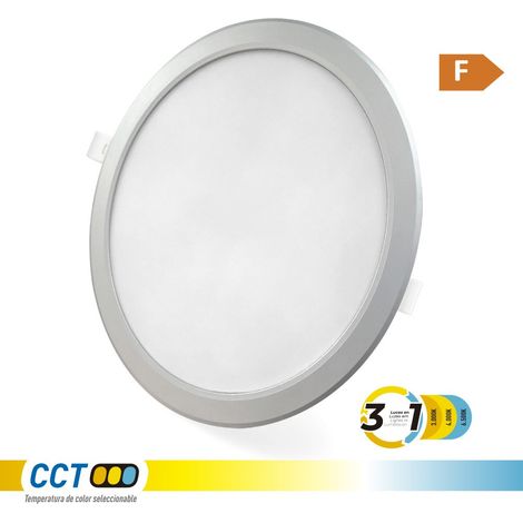 Downlight led empotrable, redondo, 18 w, 3cct, 1820 lm, marco aluminio, ø22,3 cm