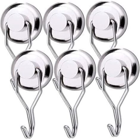 Starker 45 kg Magnet-Kühlschrankhaken (32D), Neodym-Silber, drehbar, für Küche, Geschirrtücher, Tisch, 6 Stück (1/5)