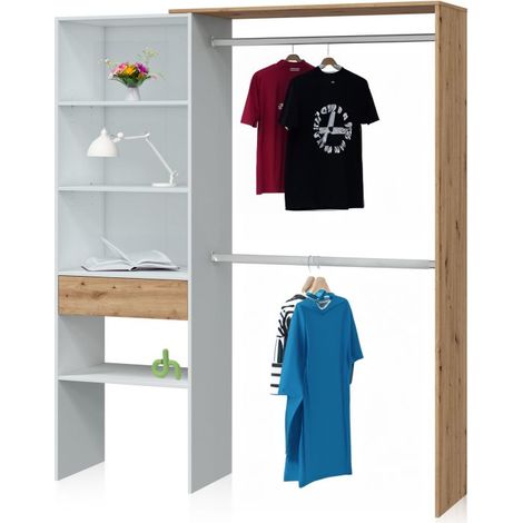 Armario vestidor Ezra Blanco Soft - Roble Nodi (ancho) x 187cm (alto) (1/5)