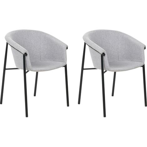 Set di 2 sedie Rivestimento in tessuto Design moderno Sala da pranzo Grigio Ames (1/5)