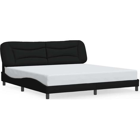 Cuscino testiera - vidaXL Giroletto senza Materasso Hvar Nero 200x200 cm in Tessuto - Letto Hvar (1/5)