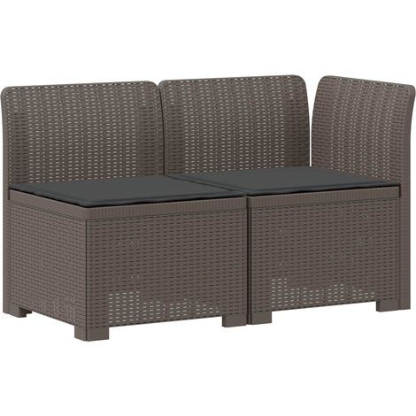 Maison Exclusive - 2-Sitzer Garten-Sofa mit Kissen Rattan-Look PP (1/5)