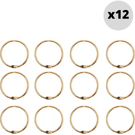 Lot de 12 anneaux pour rideaux de douche RINGO SMALL Or Spirella