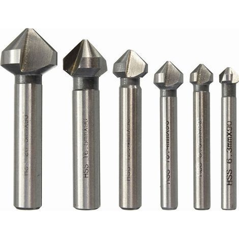 6er-Set Senkbohrer. HSS-Senkbohrer 90°. Senkbohrer. Zylindrischer Senkbohrer. Schraubwerkzeug für Heimwerkerprojekte. Holz. Metall. PVC. 6,3/8,3/10,4/12,4/16,5/20,5 mm (1/4)