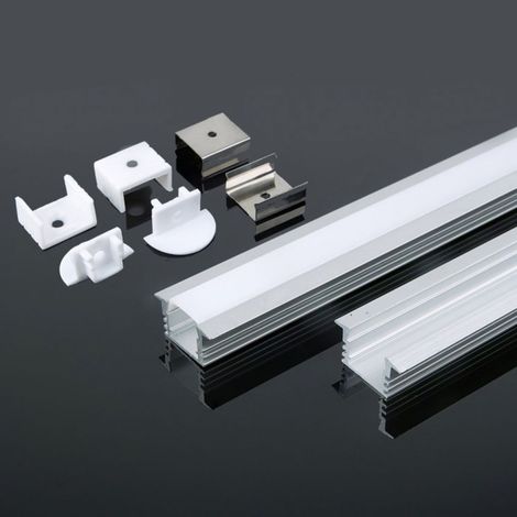 V-TAC Silbernes Aluminiumprofil für vertieften LED-Streifen (max. 12,5 mm), Satin, 2 m
