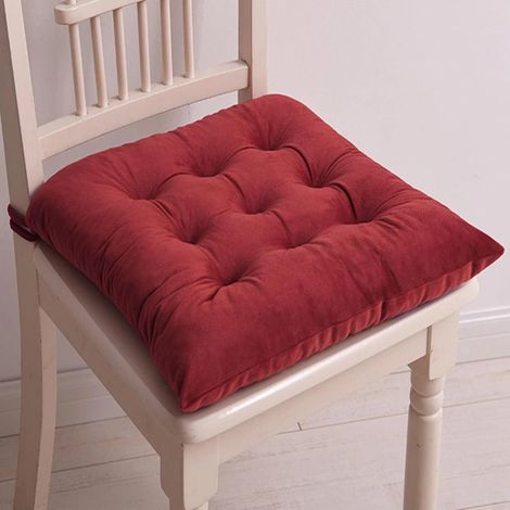Galette de Chaise 45x45 Lot de 6, Coussin pour Salon de Jardin, Coussins de Chaise D'Inta Rieur avec AntidéRapant Lien, éPais Coton et Lin Galette de Chaise DéHoussable Rouge (1/5)