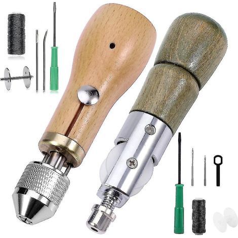 Nähset „Speedy Stitcher“, Ahle, 6-/7-teiliges Set, Garn und Nadeln zum Handnähen von Leder, Niuniu – Braun