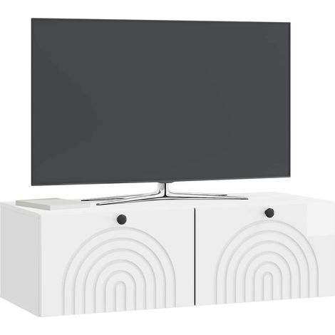 Maison Exclusive - Wandmontierter TV-Schrank Hochglanz Weiß 98 x