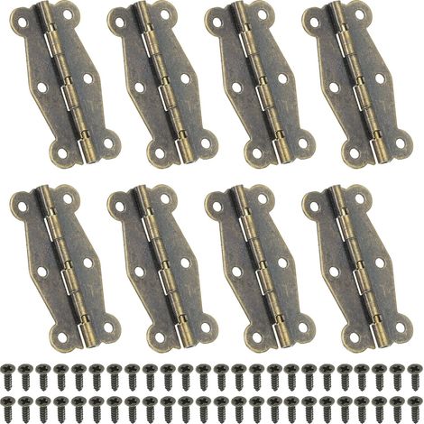 Petites Charnières Mini de Boîte Vintage 49mm, 8 Pcs 180 Degré Charnières de Papillon pour Boîte à Bijoux, Quincaillerie avec Vis pour Armoire, Boîte en Bois, Brun (1/5)