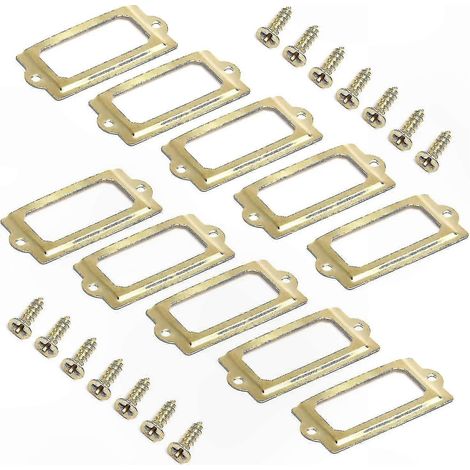 Porte-étiquettes en métal bronze antique, lot de 30, cadre pour carte 70 x 33 mm avec vis pour mobilier de bureau et de bibliothèque (1/5)