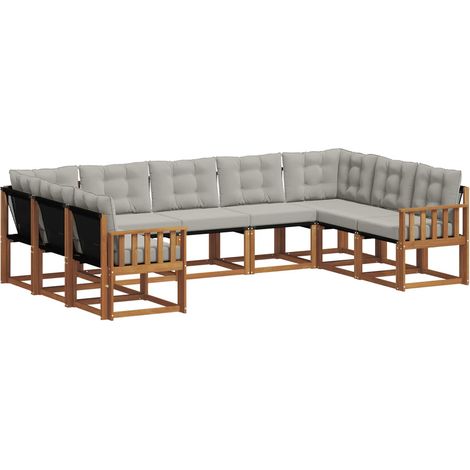 Conjunto de sofás de exterior 9 uds. Gris Natural y Claro vidaXL (1/5)