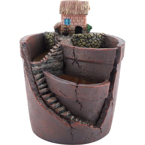 Maceta de resina con forma de cactus, con motivos decorativos para el hogar, ideal para plantas suculentas y perfecta para la decoración de oficinas o casas.