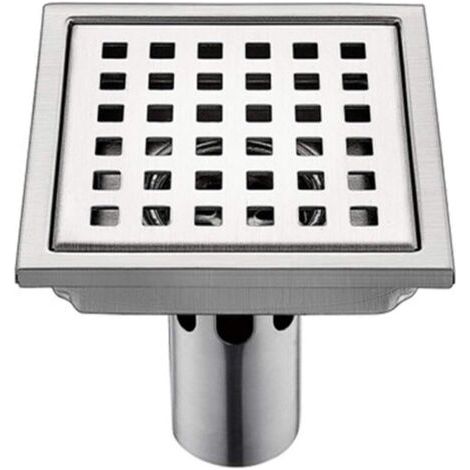 BARKBUSTERS 150 x 150 mm Siphon de douche carré en acier inoxydable brossé 304, grand diamètre, anti-obstruction, pour salle de bain, 150 x 150 mm (1/4)
