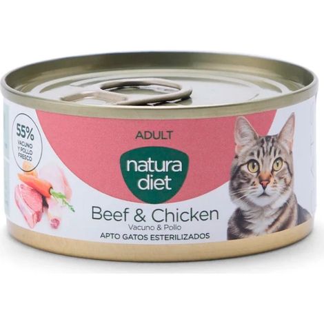Natura Diet CAT Adult Paté Beef & Chicken 85G caja x24