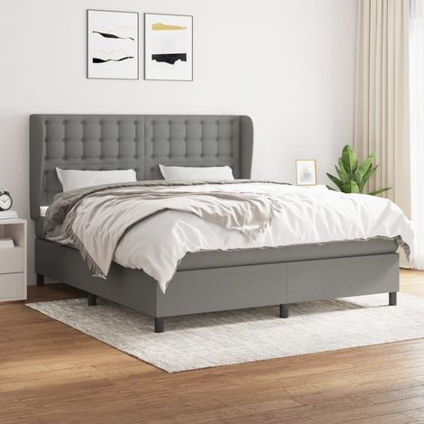 Boxspringbett mit Matratze Dunkelgrau 160x200 cm Stoff (1/5)