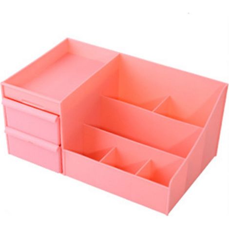 Boîte de rangement cosmétique, tiroir à maquillage à plusieurs niveaux, organisateur de bijoux pour filles (rose)