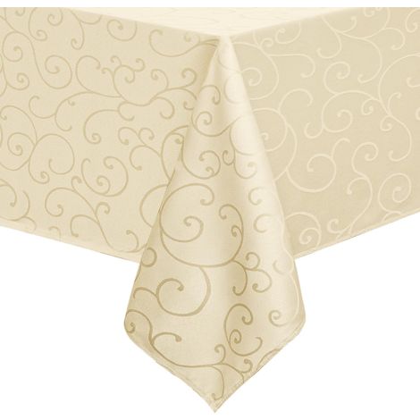 1 Nappe Carrée 80x80 cm Beige,Jacquard Anti Tache,Résistant à l'eau Pour Jardin,Mariage,Fête (1/5)