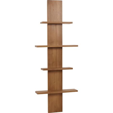 HHG – Étagère murale en teck B-Grade – Dimensions 51x56x15cm – Convient aux pièces humides – Installation facile avec dispositif de suspension - HHG-499