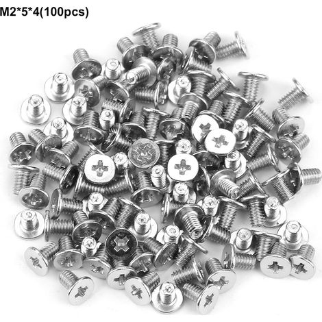 Vis À Tête Plate M2 - Acier Au Carbone Pour Réparation Mécanique Et Électronique - Lot De 100 Pièces (1/5)