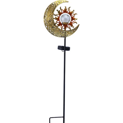Lampe solaire visage lune, lampe de contact au sol lune en fer, lampe de jardin d'extérieur (1/5)