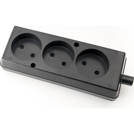 Prise triple portable 16A 2P 250V noire GN-360