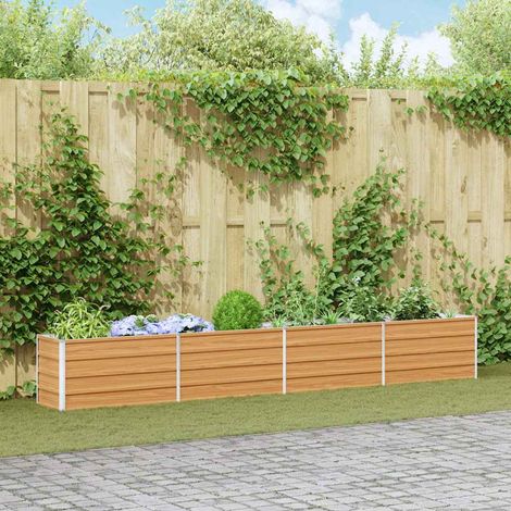 vidaXL Garden Raised Bed Light Brown 320 x 40 x 45 cm Galvanised Steel