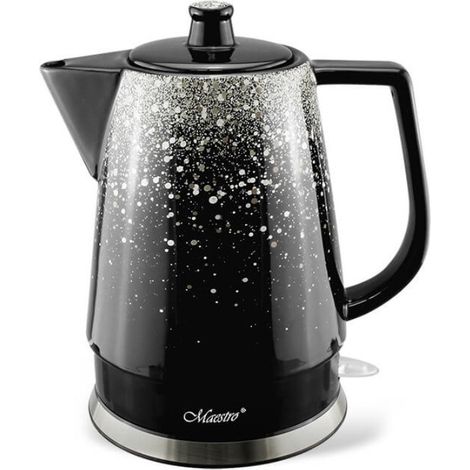 Maestro MR-074-SILV Elektrischer Wasserkocher schwarz und silber
