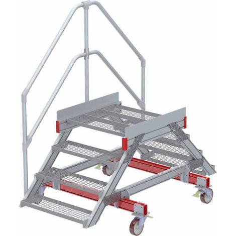 Euroline 512 mobiler Überstieg 45° Stufenausführung Stahl Gitterrost Stufenbreite 800mm 4 Stufen