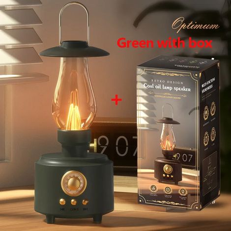 Radio FM rétro, enceinte Bluetooth, lumière d'ambiance, caisson de basses puissant, lecteur de musique, compatible carte TF, USB, AUX, décoration intérieure. (1/5)